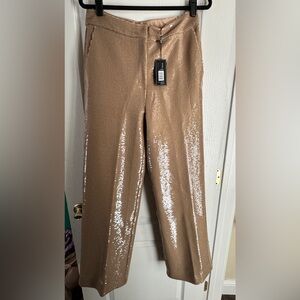 NWT Elie Tahari nude color sequin wide leg slacks. Size 10